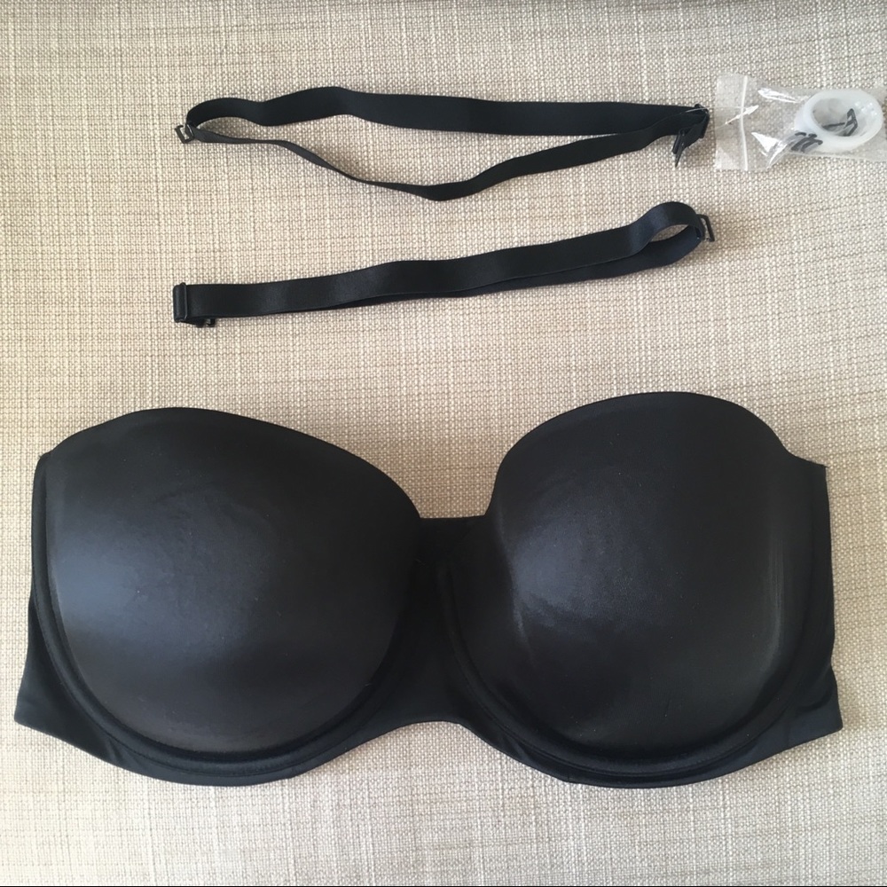 NWOT Cacique 42F black, multi-way strapless bra
